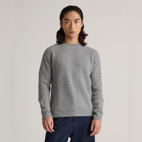 Quince Mongolian Cashmere Fisherman Crewneck Sweater SizeXL in Heather Grey
